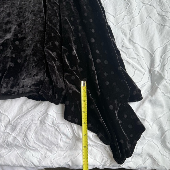 Topshop Black Polka Dot Velvet Dress Puff Sleeve Asymmetrical - Picture 6 of 7